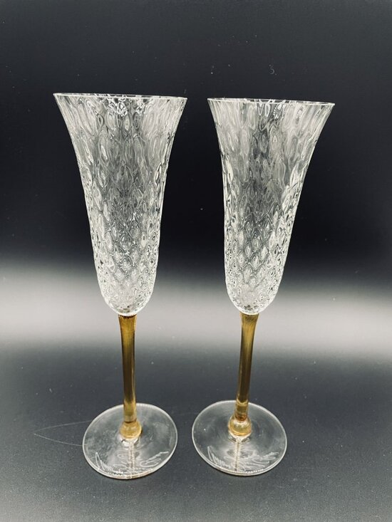 Union Street Glass Other - Union Street Glass Set of 2 Seville Claret Wine Stems Amber 8 3/4" Dated 1996
